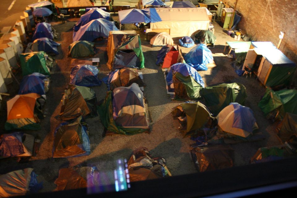 Tent city at night - Portland, OR
